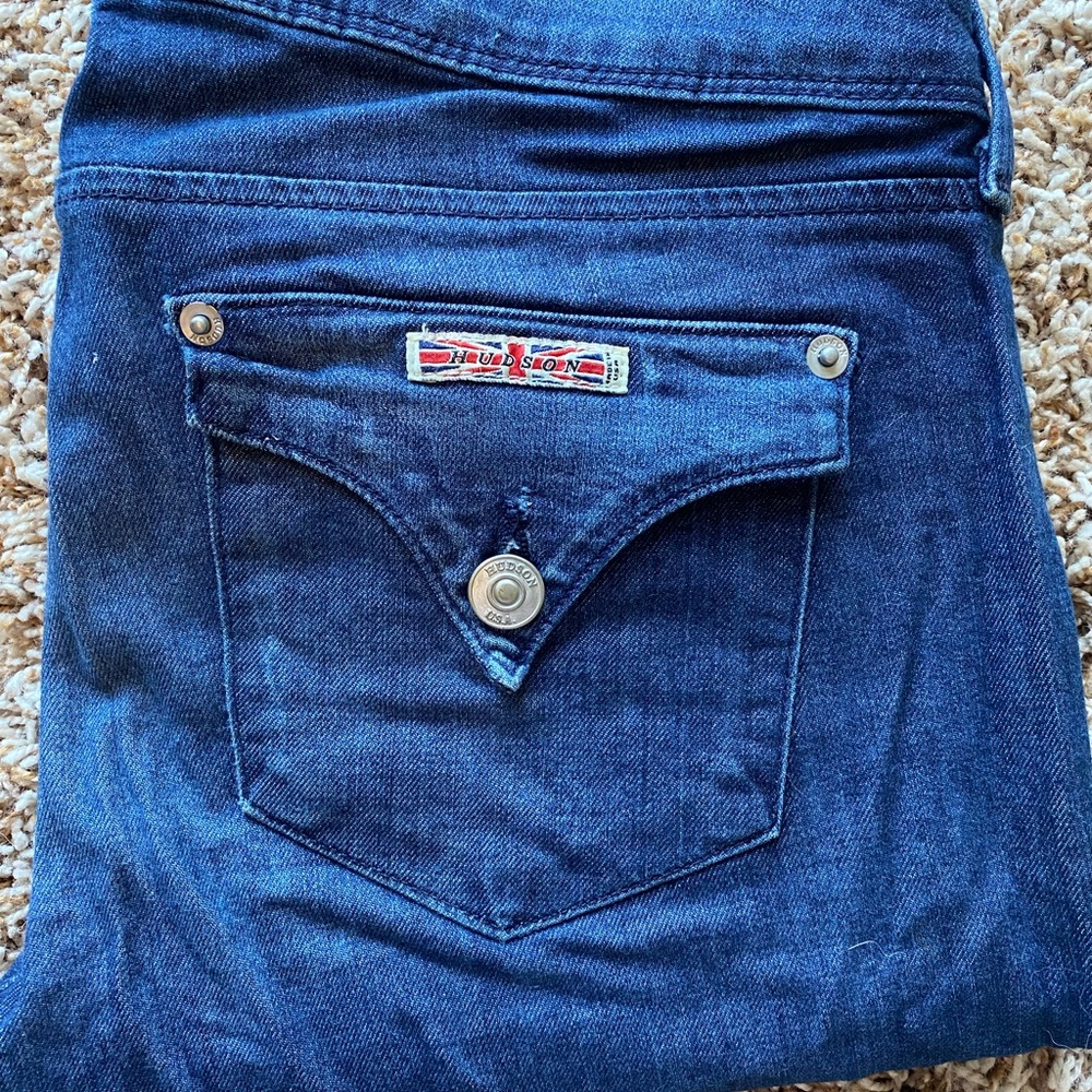 Hudson low rise skinny jeans.